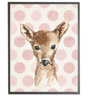 Watercolor baby Deer on pink polka dots